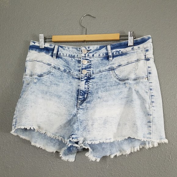refuge Pants - Refuge 14 Hi Rise Shortie Jean shorts Acid Wash